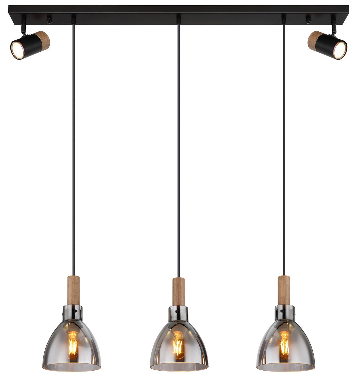 Hängeleuchte 15550-3h - Schwarz, Design, Glas/Holzwerkstoff (97/16/120cm) - Globo