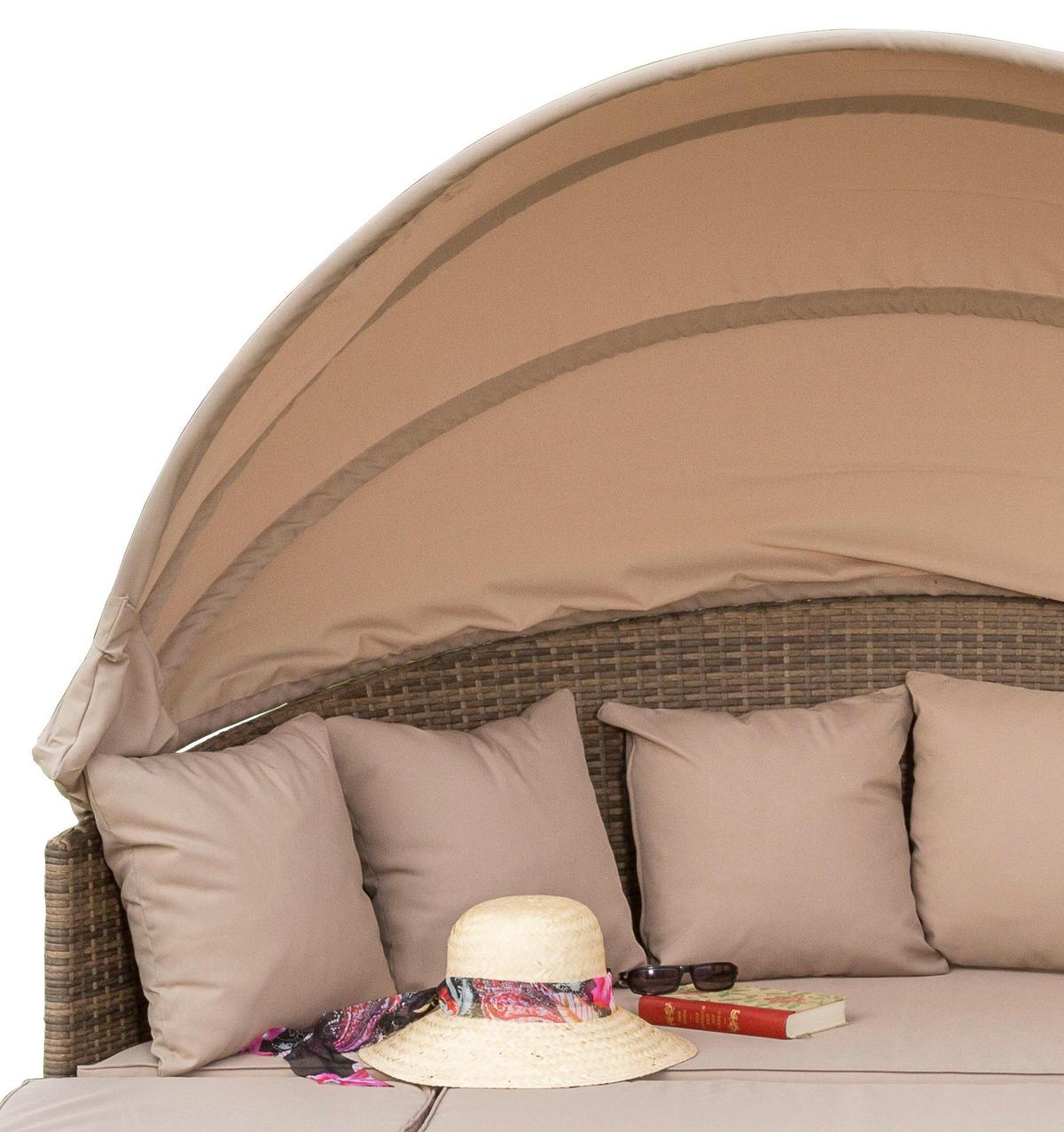 Gartenmuschel Riva Metall/ Kunststoff/Textil verstellbar - Beige/Naturfarben, KONVENTIONELL, Kunststoff/Textil (180/88/183cm) - Gardenson