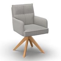 Židle s područkami FELINA - světle šedá/přírodní barvy, Moderní, kov/dřevo (57/94/64cm) - Bessagi Home