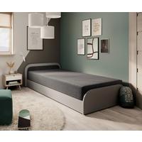 Bett Parys Left Grau Lf: 80x190 Cm - Hellgrau/Schwarz, MODERN, Holz/Textil (80/190cm) - MID.YOU