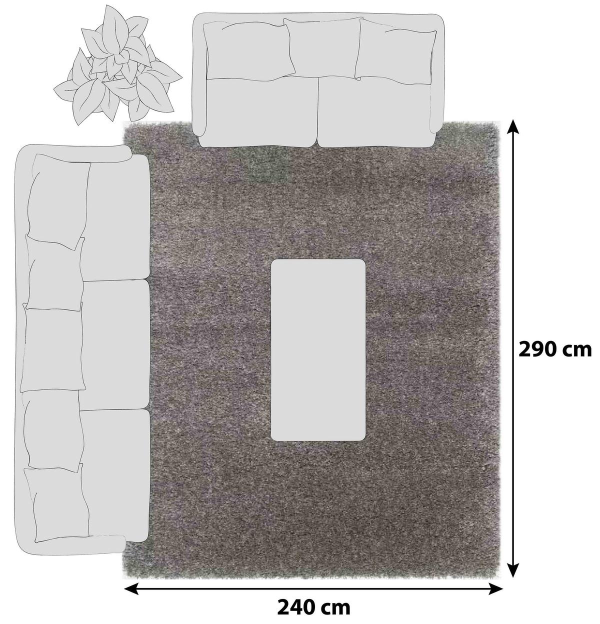 Hochflorteppich Fashion Shaggy Grau 240x290 cm - Grau, Basics, Textil (240/290cm) - Novel