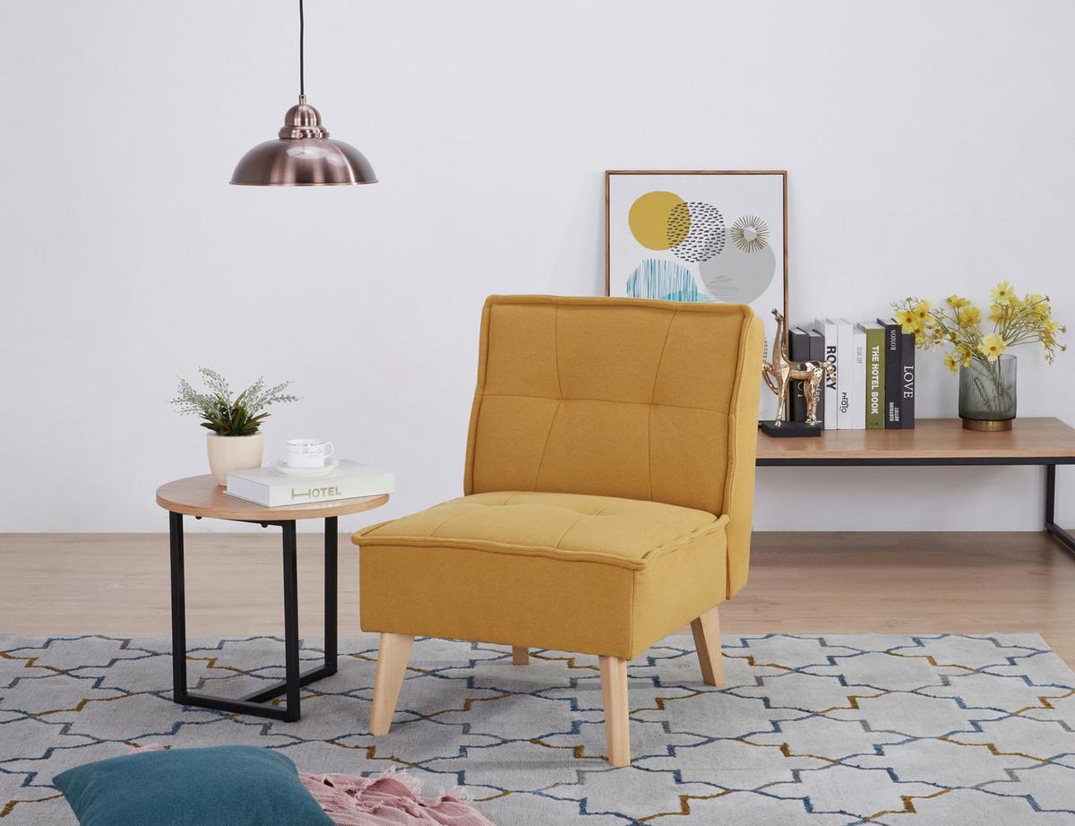 Sessel Elba Gelb B: 60 Cm - Gelb/Naturfarben, Basics, Holz/Textil (60/78/75cm) - MID.YOU