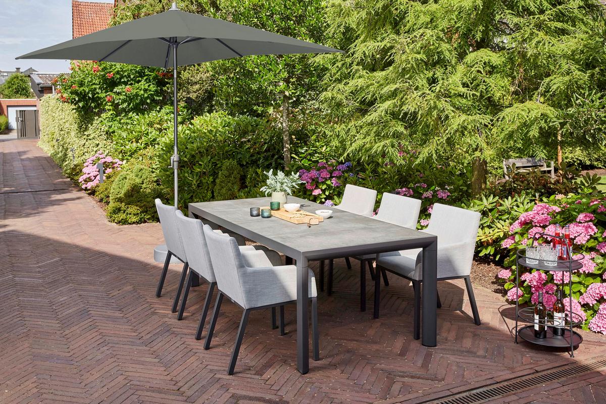 Sonnenschirm BxHxT 300x256x200 cm Anthrazit/Olivgrün - Anthrazit/Olivgrün, KONVENTIONELL, Textil/Metall (300/200cm) - Siena Garden