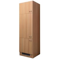 Skrinka na vstav. spotrebiče NANO GIT 60 dekor buk - farba buka/farba ušľachtilej ocele, Modern, kompozitné drevo/plast (60/200/57cm) - MID.YOU