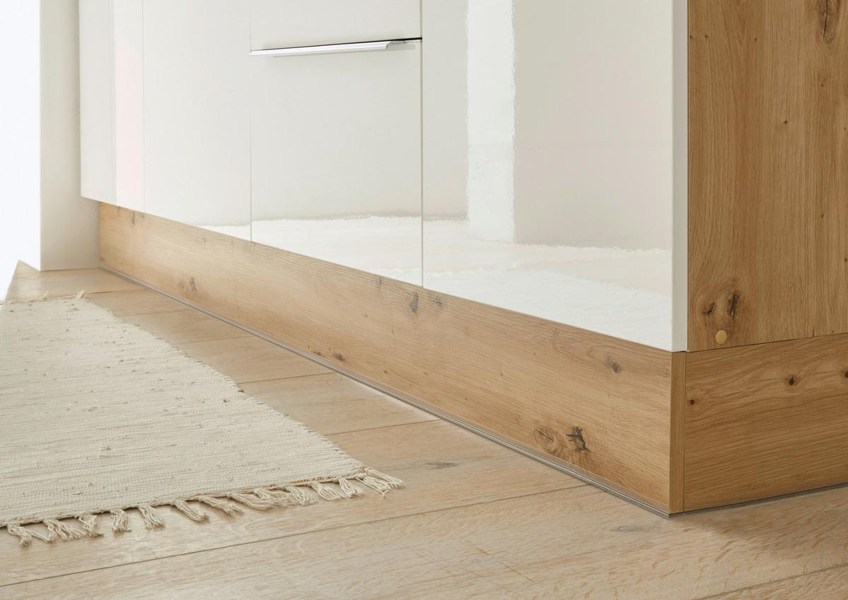 Eckküche mit Geräten 250x170 cm Weiß/Eiche Dekor, Modern - Weiß Hochglanz/Eiche Artisan, LIFESTYLE, Holzwerkstoff (250/170cm) - Respekta