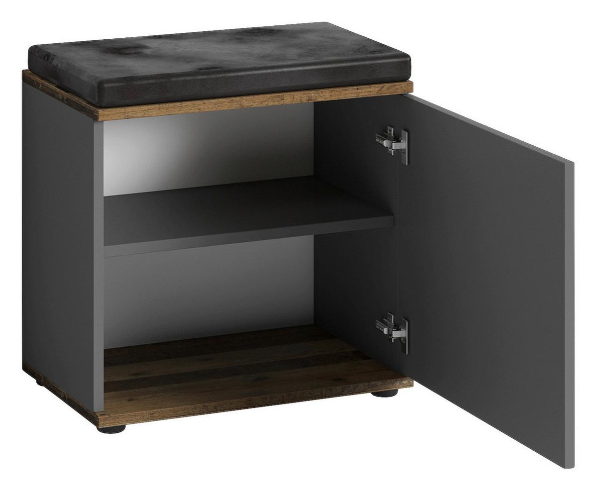Garderobenbank Jakob Anthrazit/alteiche B: 48,5 Cm - Alteiche/Anthrazit, LIFESTYLE, Holzwerkstoff (48,5/49/30cm) - MID.YOU