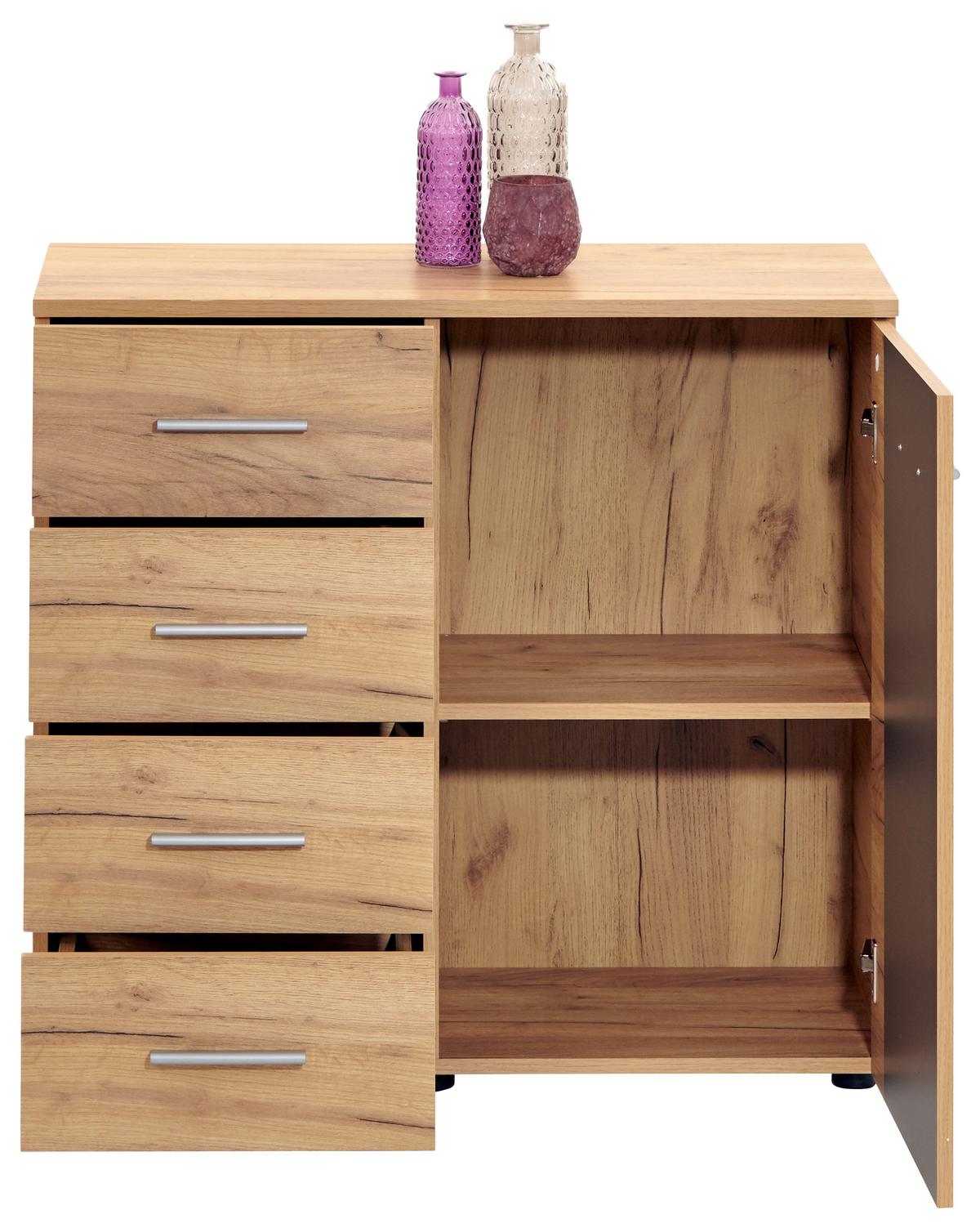 Kommode B 88cm Uno, Kraft Eiche Dekor/Lavagrau - Eichefarben/Grau, MODERN, Holzwerkstoff (88/80/40cm)