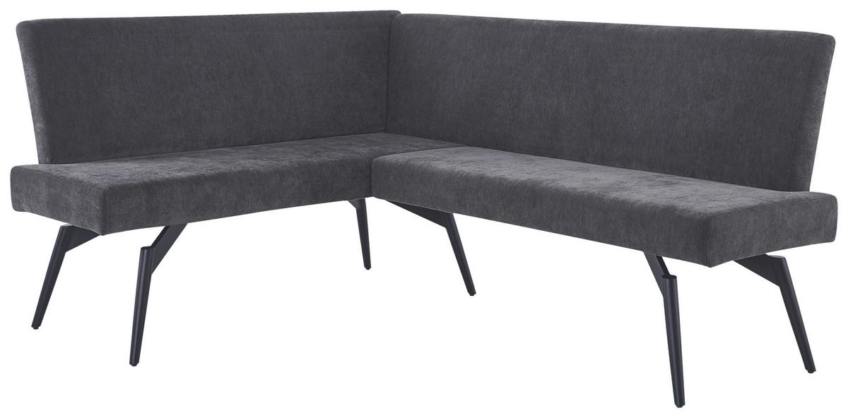 Eckbank Tinos Dunkelgrau, S: 190x150 cm - Dunkelgrau/Schwarz, KONVENTIONELL, Textil/Metall (190/150cm) - MID.YOU