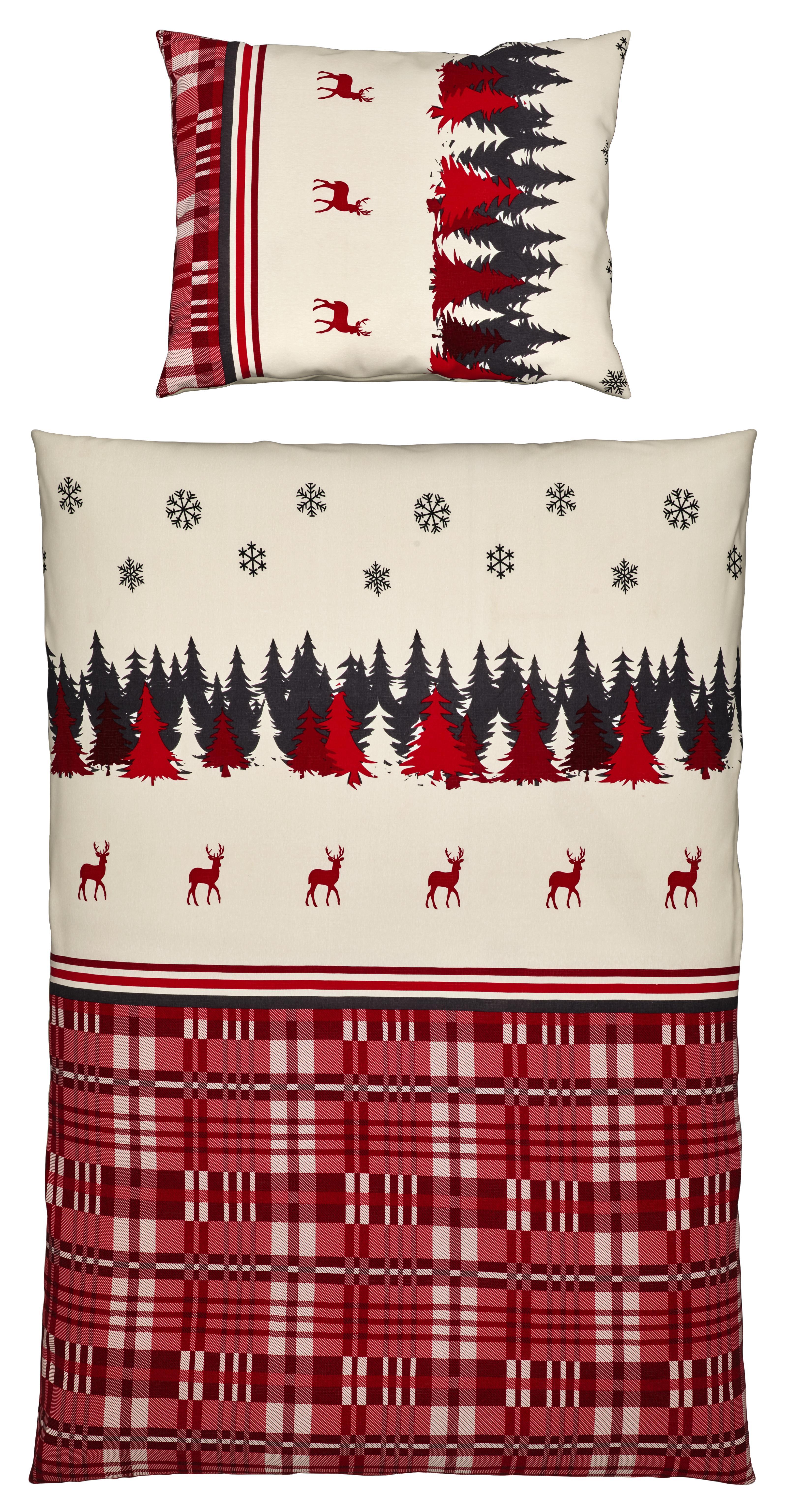 Ágyneműhuzat-garnitúra Fiolina - Piros/Krém, modern, Textil - Ombra