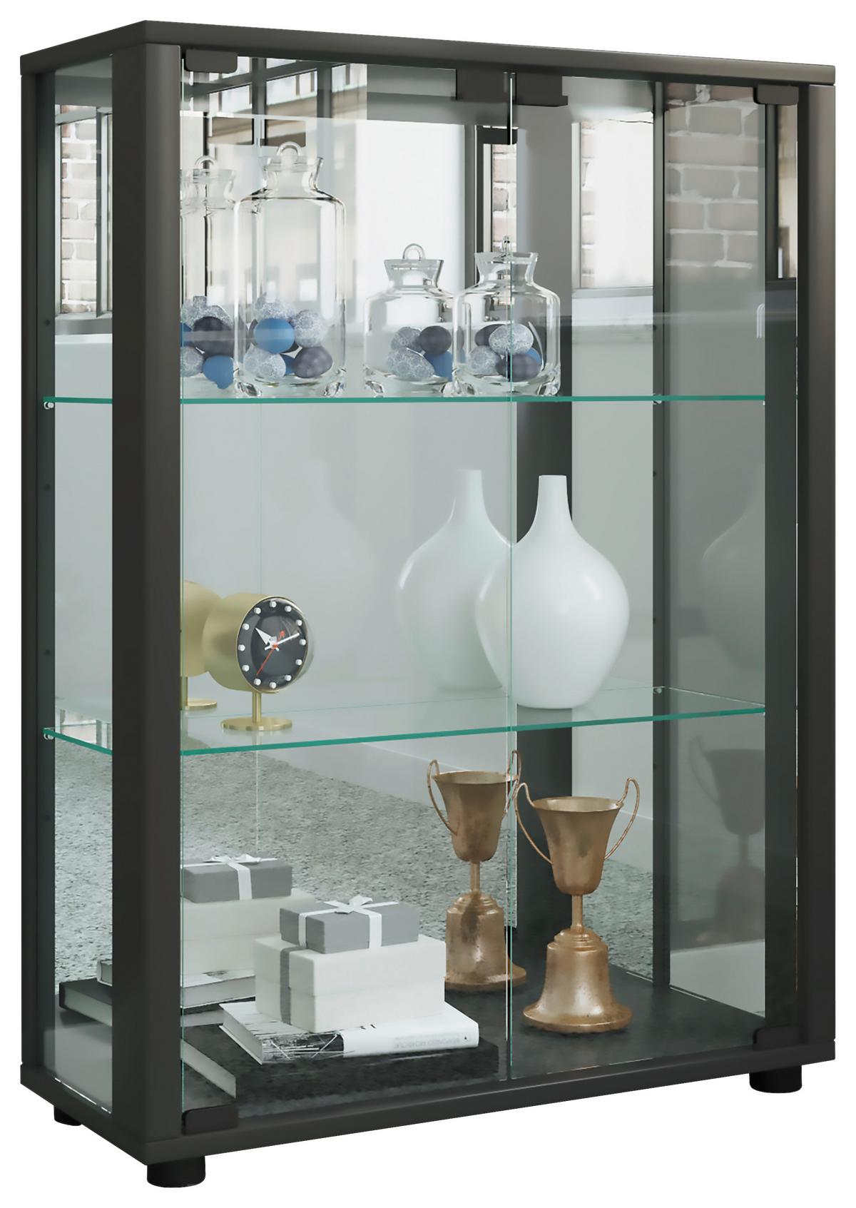 Vitrine Sintalo Schwarz B: 60 cm - Schwarz, MODERN, Glas/Holzwerkstoff (60/80/25cm) - MID.YOU