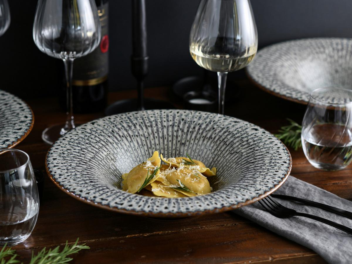 Gourmetteller Allegra Schwarz, Sandfarben Ø 30,5 cm - Sandfarben/Schwarz, Basics, Keramik (30,5/6,5cm) - Creatable