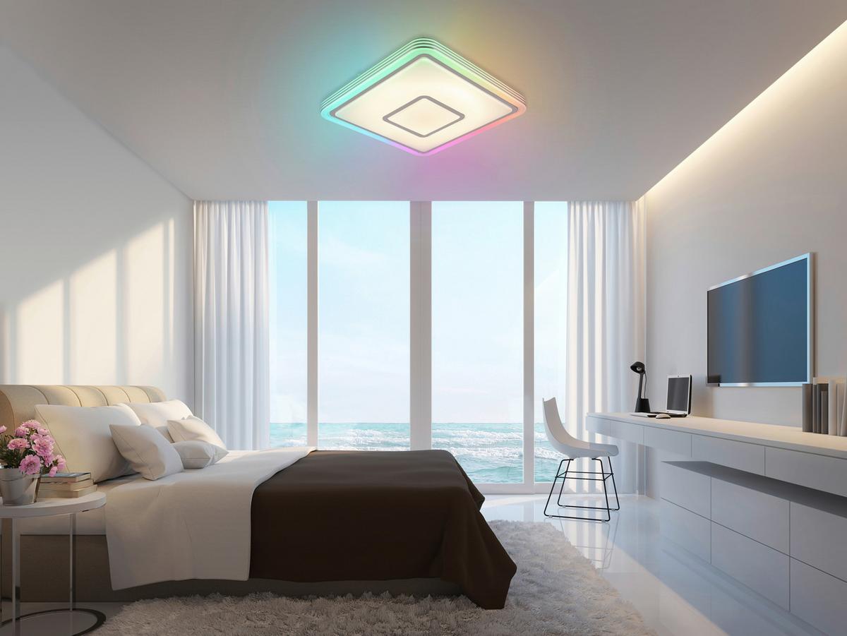 LED-Deckenleuchte Nadina - Chromfarben/Weiß, Design, Kunststoff/Metall (38/38/7cm) - Luca Bessoni