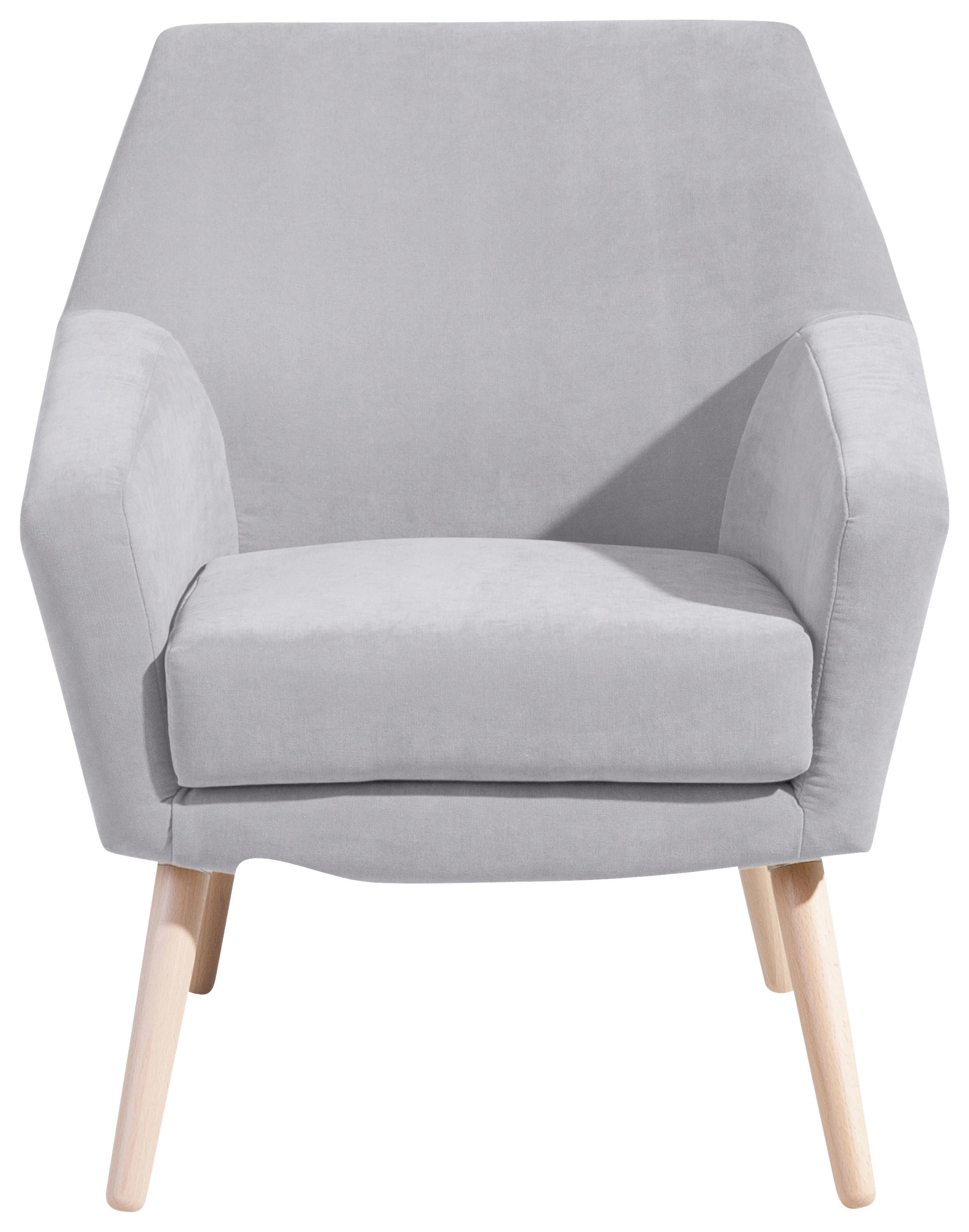 Polstersessel Mit Armlehnen Alegro Velours Silberfarben - Buchefarben/Silberfarben, Design, Textil (67/81/71cm) - Max Winzer