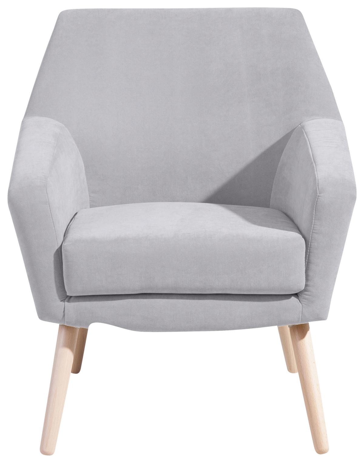 Polstersessel Mit Armlehnen Alegro Velours Silberfarben - Buchefarben/Silberfarben, Design, Textil (67/81/71cm) - Max Winzer