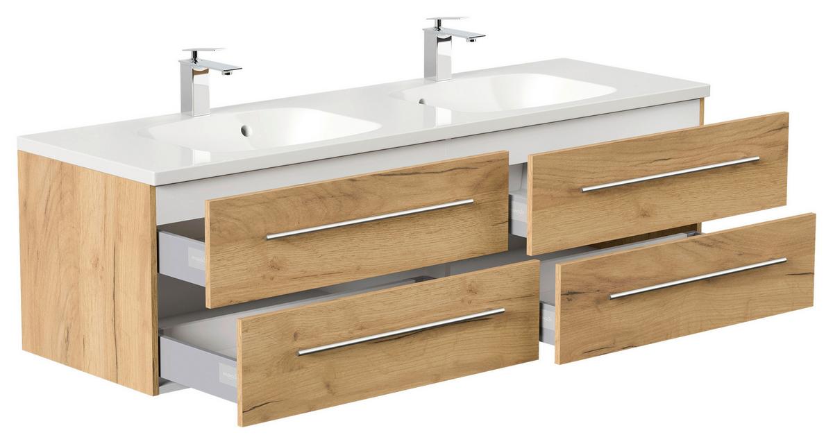 WASCHTISCHKOMBI Geant, Eichefarben B: 160cm - Eichefarben/Weiß, Basics, Holzwerkstoff/Stein (160cm) - MID.YOU