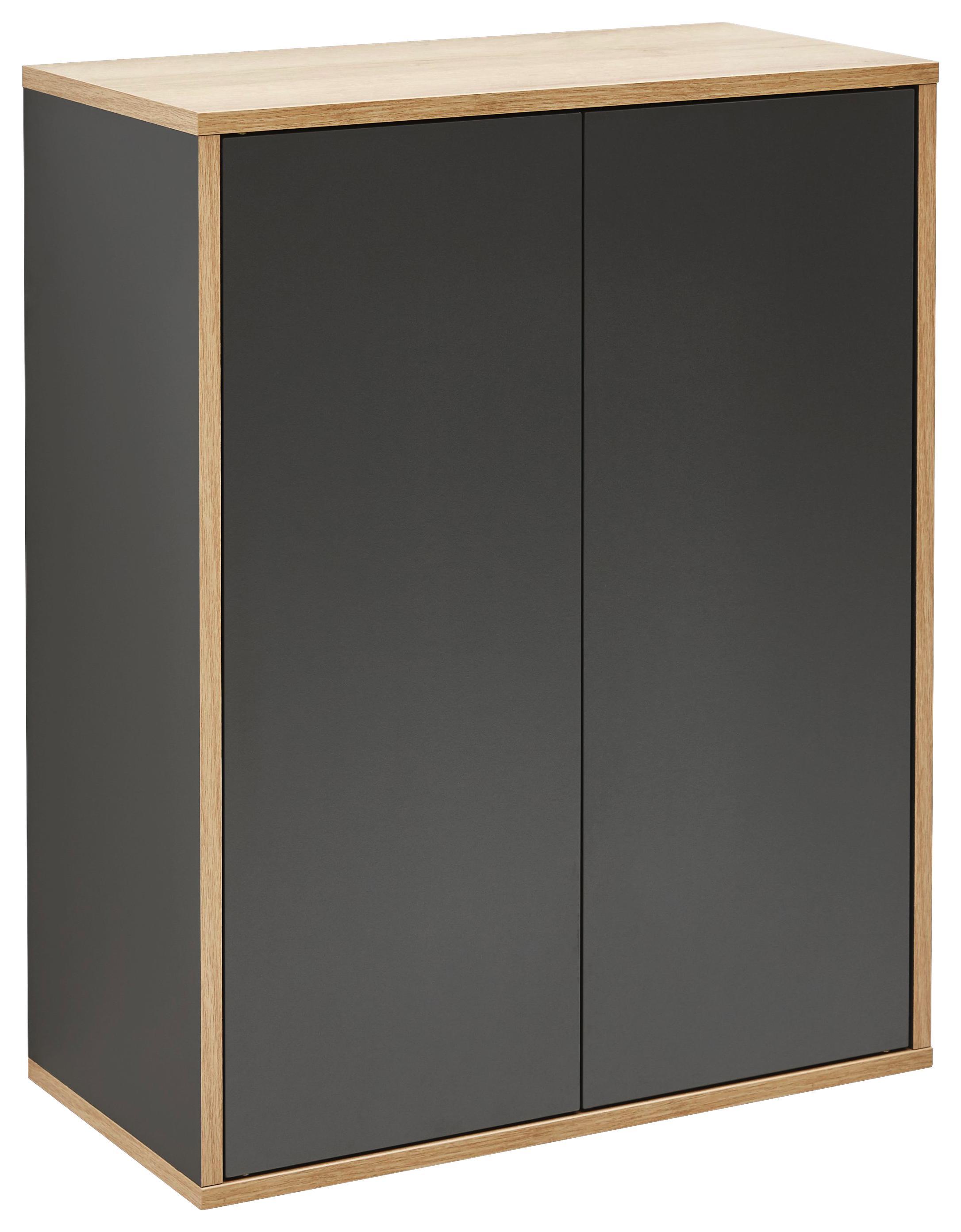 Midischrank Finn B:60cm Anthrazit/dekor - Anthrazit, MODERN, Glas/Holzwerkstoff (60/75/30,5cm) - Fackelmann