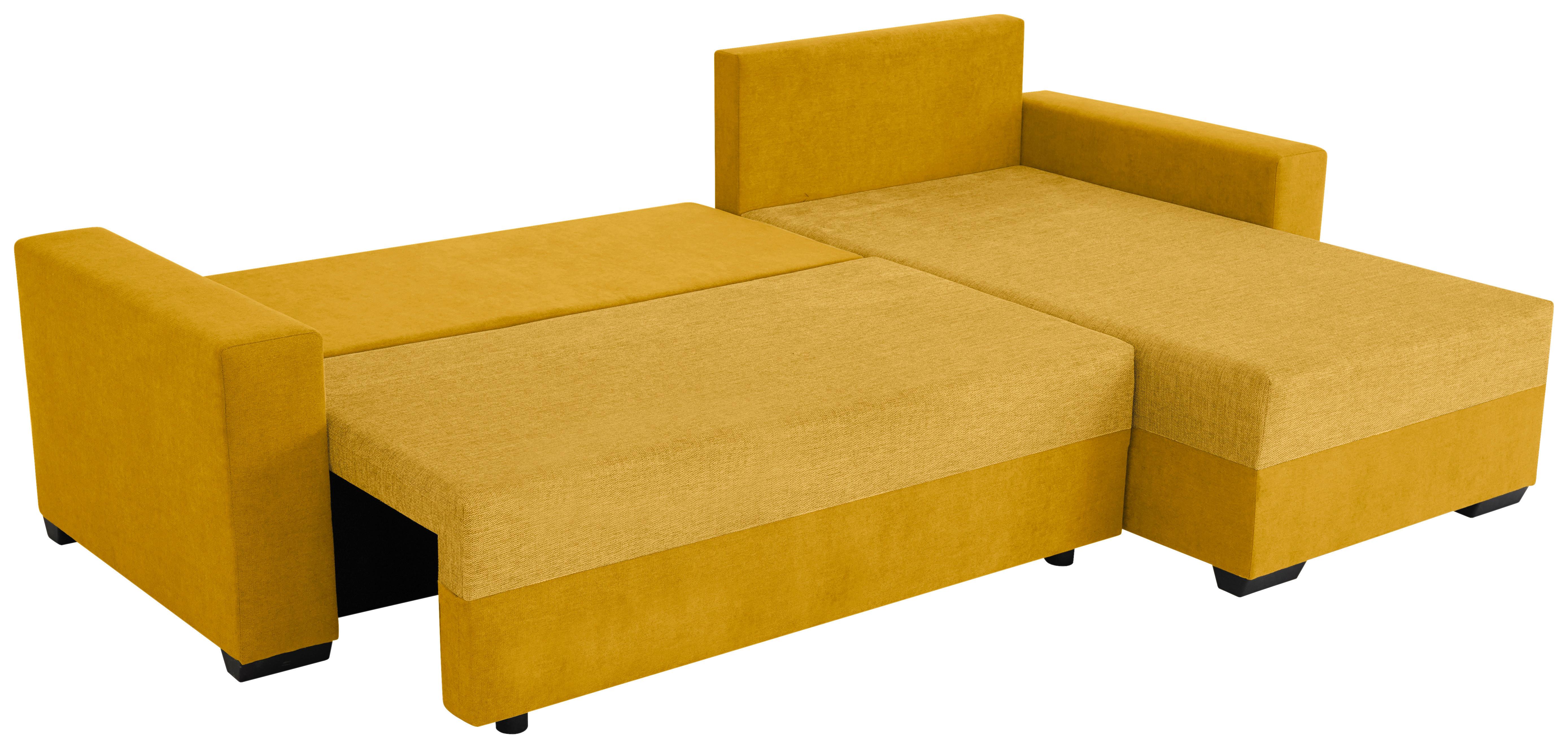Ecksofa Asna, Gelb S: 252x155 cm - Gelb/Schwarz, Design, Textil (252/155cm) - Livetastic