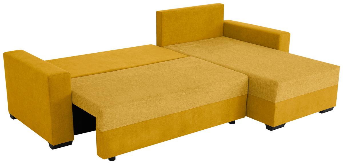 Ecksofa Asna, Gelb S: 252x155 cm - Gelb/Schwarz, Design, Textil (252/155cm) - Livetastic