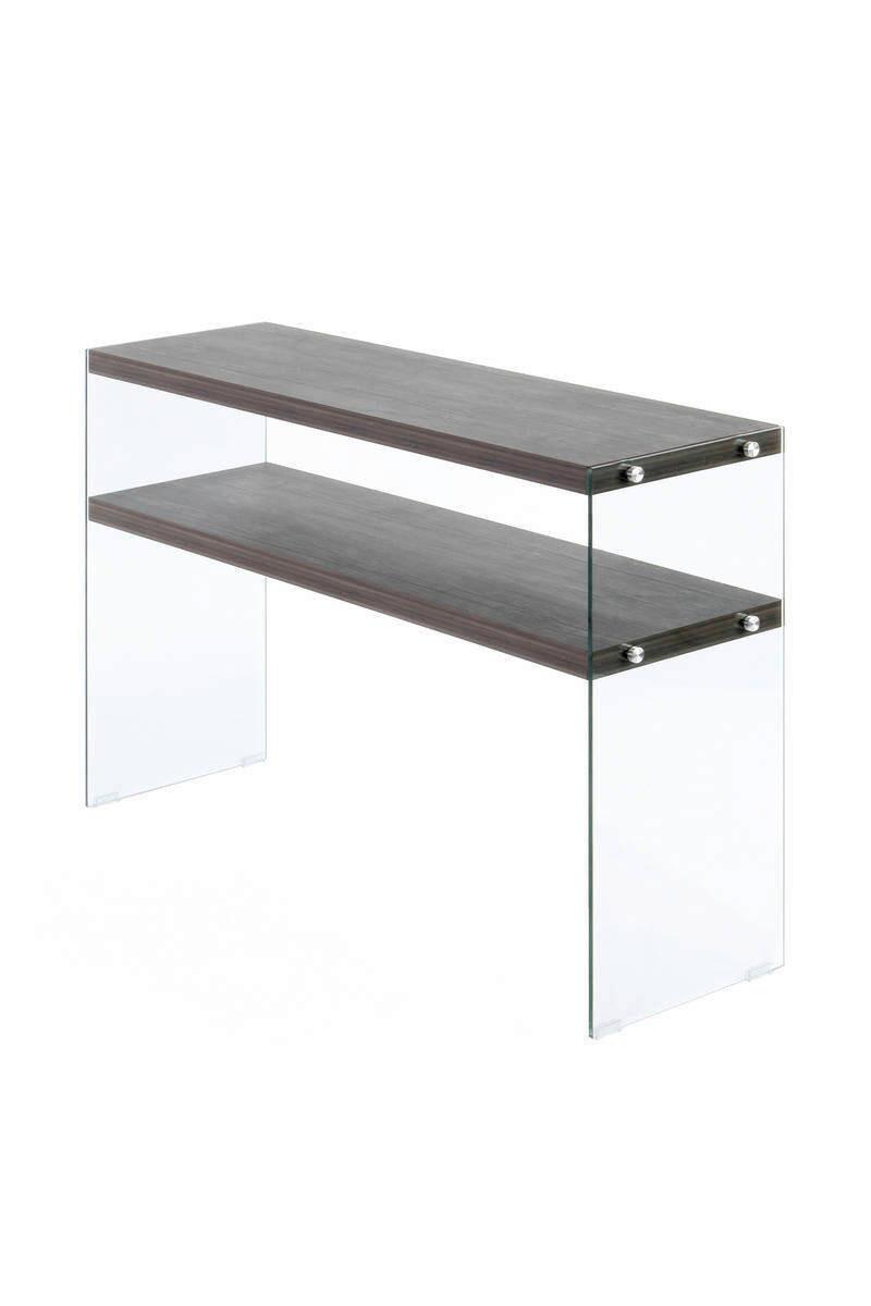 Beistelltisch mit Ablage Elementary Hellbraun - Klar/Braun, Basics, Glas/Holzwerkstoff (32/110/75cm) - Kayoom