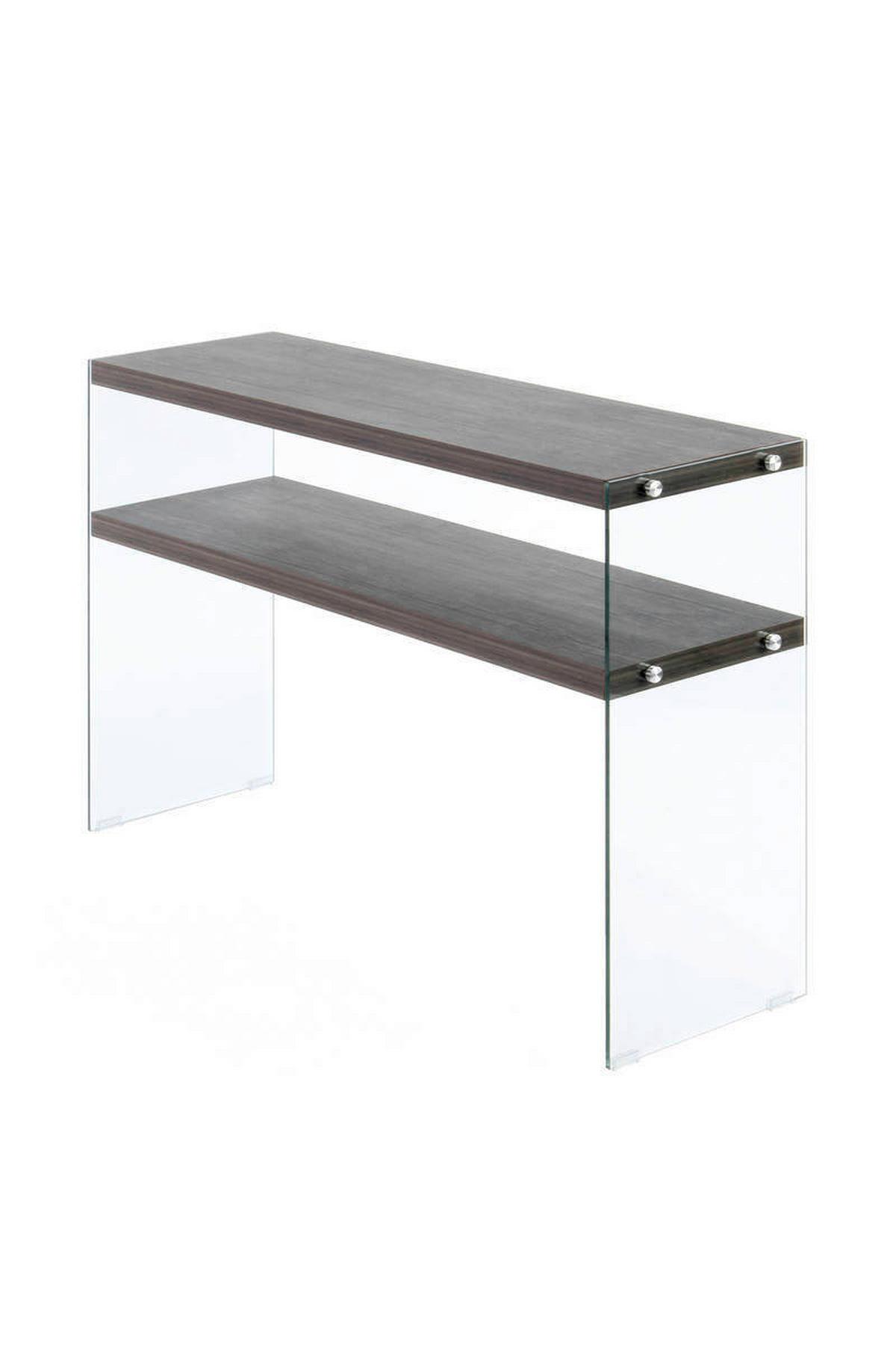 Beistelltisch Mit Ablage Elementary Hellbraun - Klar/Braun, Basics, Glas/Holzwerkstoff (32/110/75cm) - Kayoom