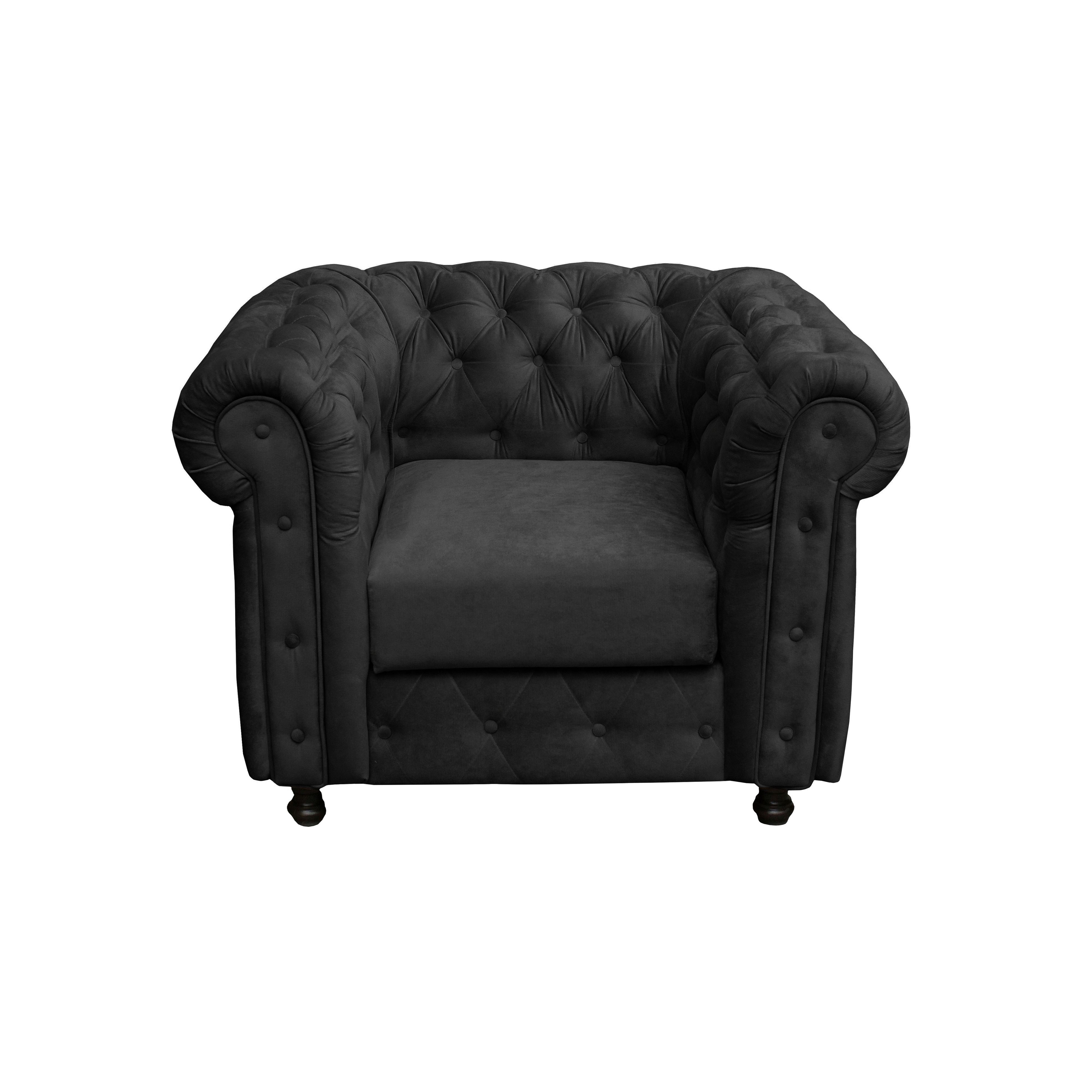 Chesterfield-sessel Cardiff Anthrazit B: 110 Cm - Wengefarben/Anthrazit, Basics, Holz/Textil (110/80/90cm) - P & B
