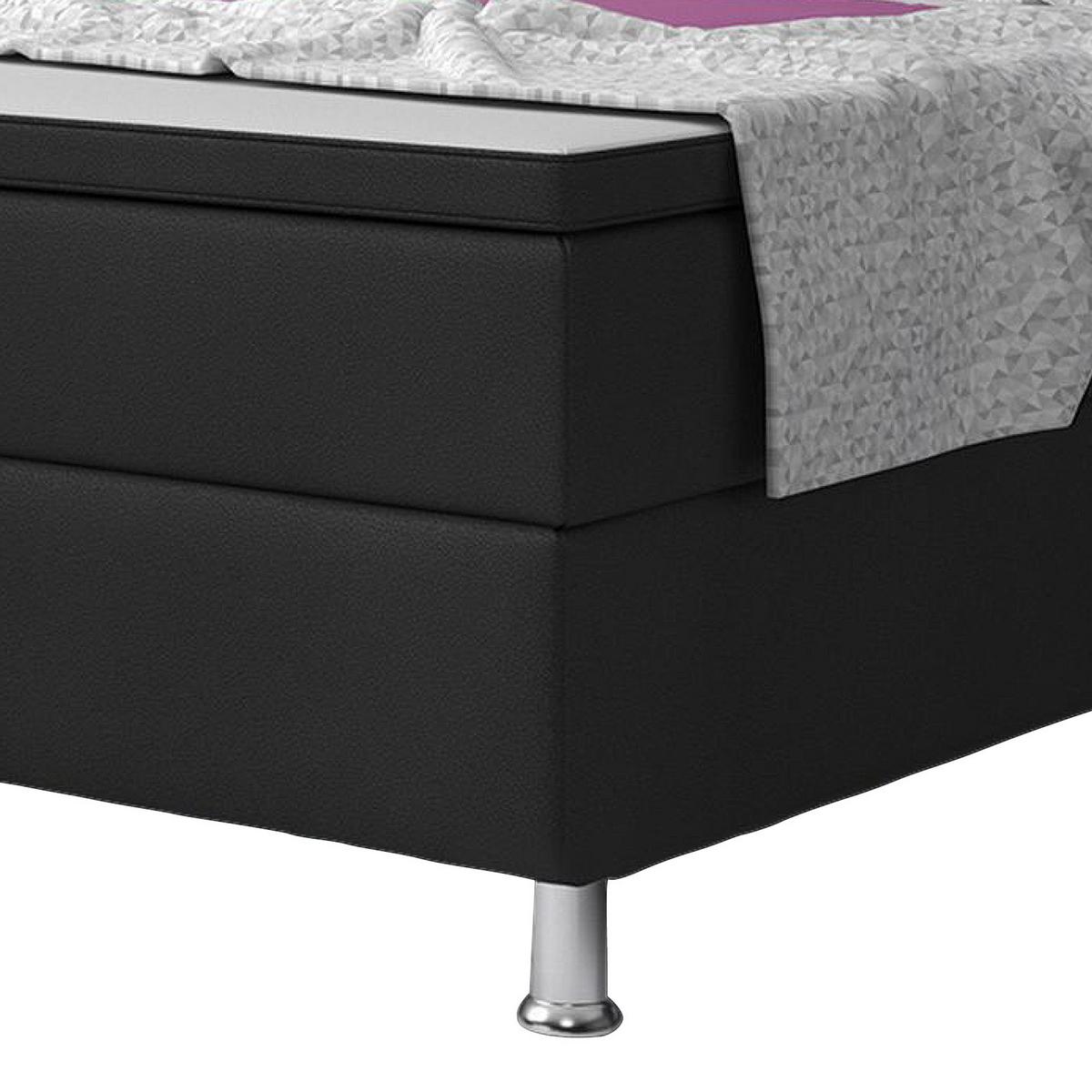 Boxspringbett Mit Topper / Matratze 180x200 Cm Milano - Silberfarben/Schwarz, KONVENTIONELL, Leder/Textil (180/115/210cm) - MID.YOU