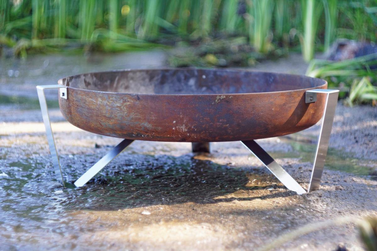 Feuerschale Voma XXL Edelstahl - Edelstahlfarben/Rostfarben, Basics, Metall (67,5/66,5/25cm)