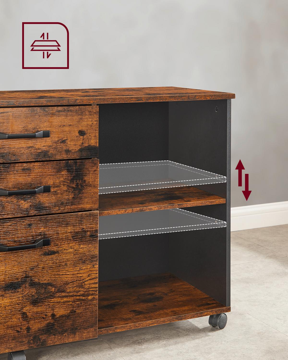 Rollcontainer Iron B: 80 cm Braun/Schwarz - Schwarz/Braun, Basics, Holz/Holzwerkstoff (80/66/40cm) - Boxxx