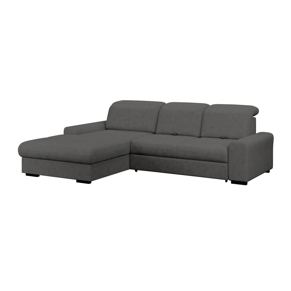 Ecksofa mit Bettfunktion Malaga new Chenille graphit - Schwarz/Graphitfarben, KONVENTIONELL, Textil (203/286cm) - Ondega