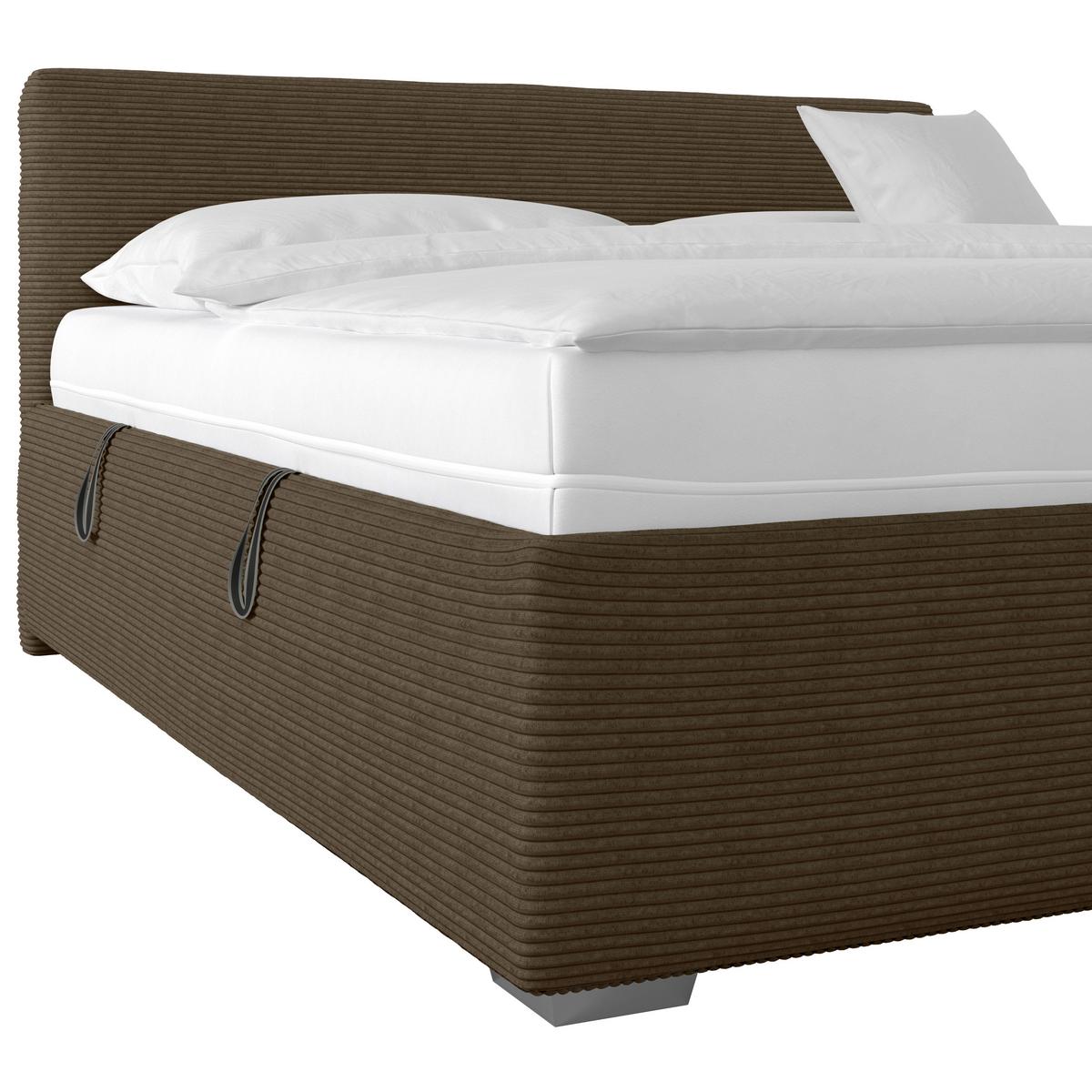 Polsterbett Lesia - Chromfarben/Braun, KONVENTIONELL, Holzwerkstoff/Textil (180/200cm)