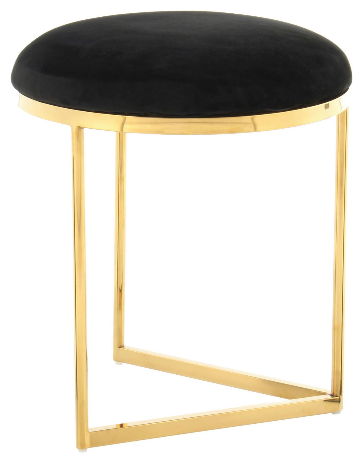 Hocker Wynona 325 Schwarz/goldfarben D: 40 Cm - Goldfarben/Schwarz, Design, Textil (40/49cm) - Kayoom