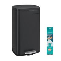 Abfallsammler Schwarz B: 34,8cm - Schwarz, Basics, Kunststoff/Metall (34,8/63,3/29,7cm)