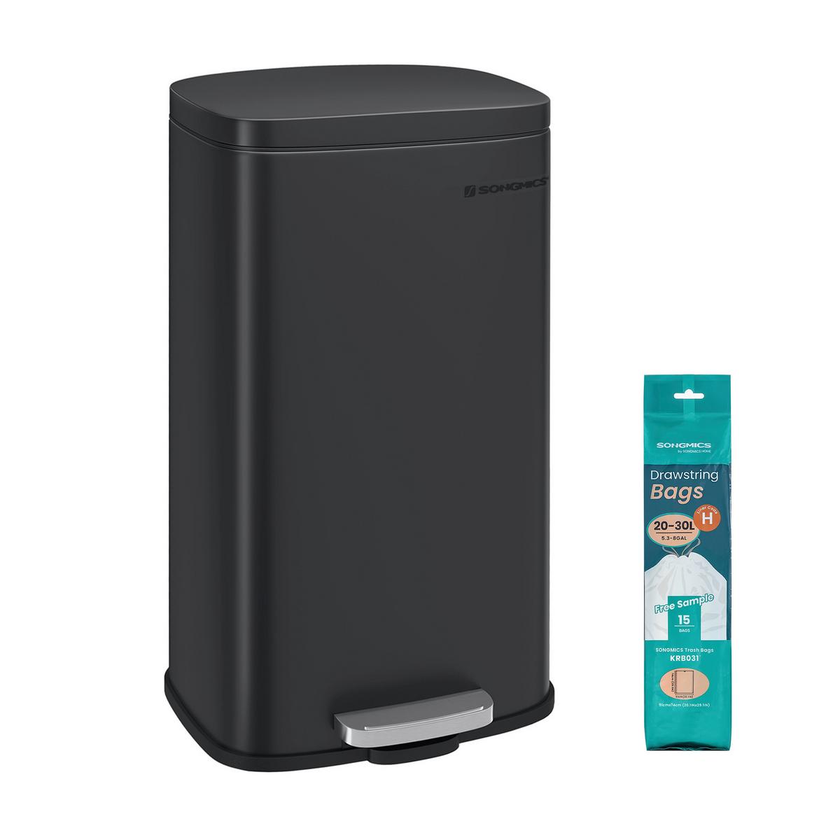 Abfallsammler Schwarz B: 34,8cm - Schwarz, Basics, Kunststoff/Metall (34,8/63,3/29,7cm)