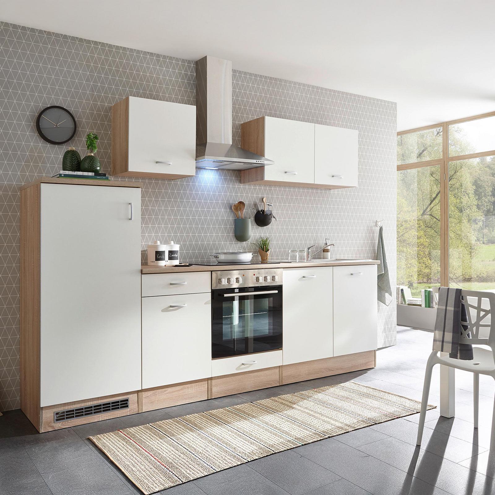 Küchenunterschrank Andy 100 cm Weiß/Eiche Dekor mit Laden