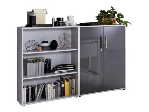 Office Edition B: 168,8 cm Grau/Anthrazit - Anthrazit Hochglanz/Grau, MODERN, Holzwerkstoff (168,8/113,6/33cm) - MID.YOU
