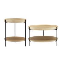 Couchtischset 2-teilig Eichefarben - Eichefarben/Schwarz, Design, Holzwerkstoff/Metall (44-69/44-69/49-39cm) - Livetastic