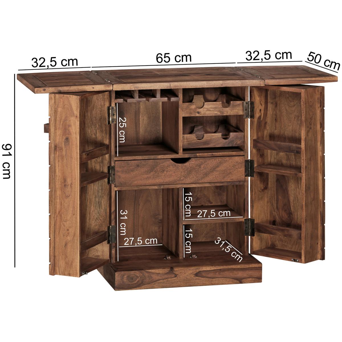 Barschrank Wl1.735 - Sheeshamfarben, Design, Holz (64/91/50cm) - MID.YOU