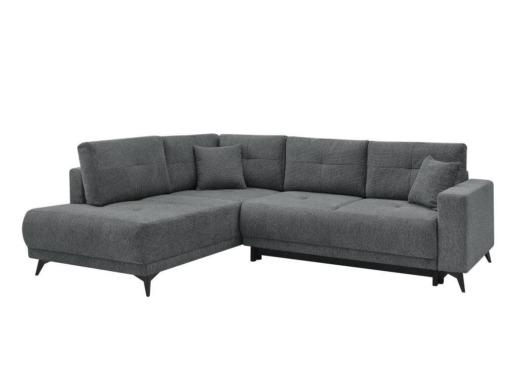 Rohová sedačka TEXAS, levá, tmavě šedá - černá/tmavě šedá, Konvenční, dřevo (203/259cm) - Based