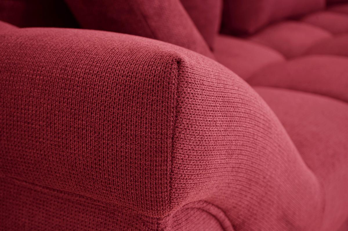 Rohová sedačka ERICE, pravá, červená - chrómová/červená, Design, textil/plast (312/198cm)