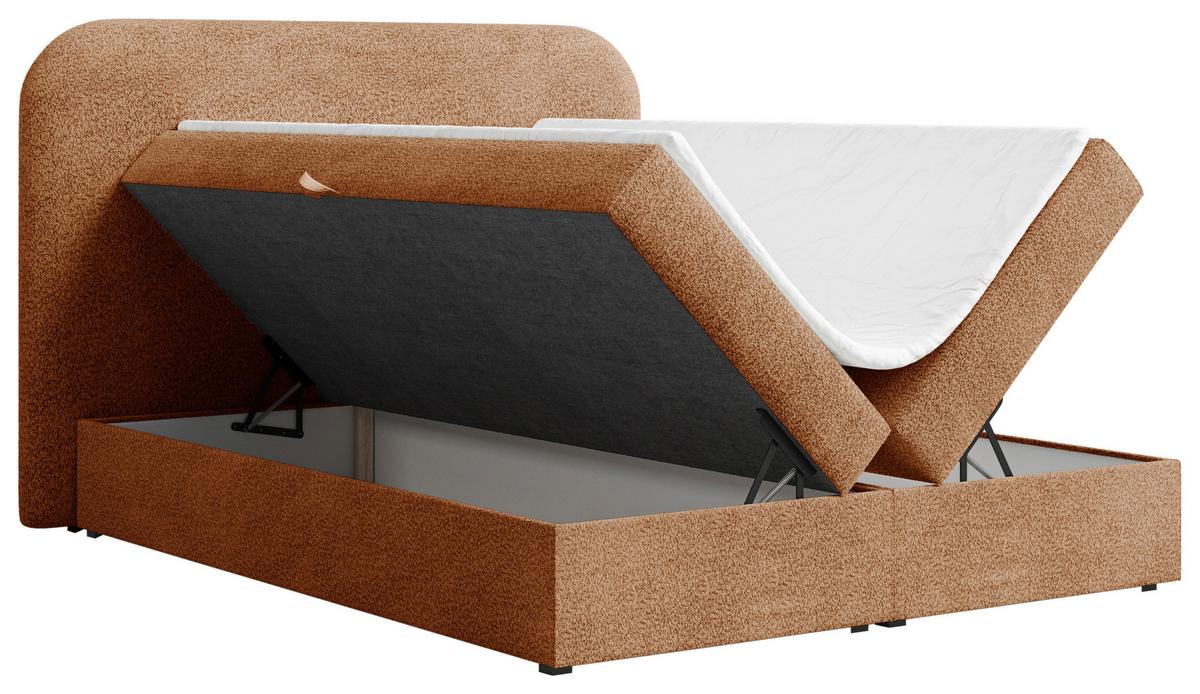 Boxbett London mit Topper 180x200 - Terracotta/Schwarz, MODERN, Holz/Kunststoff (180/200cm) - Livetastic