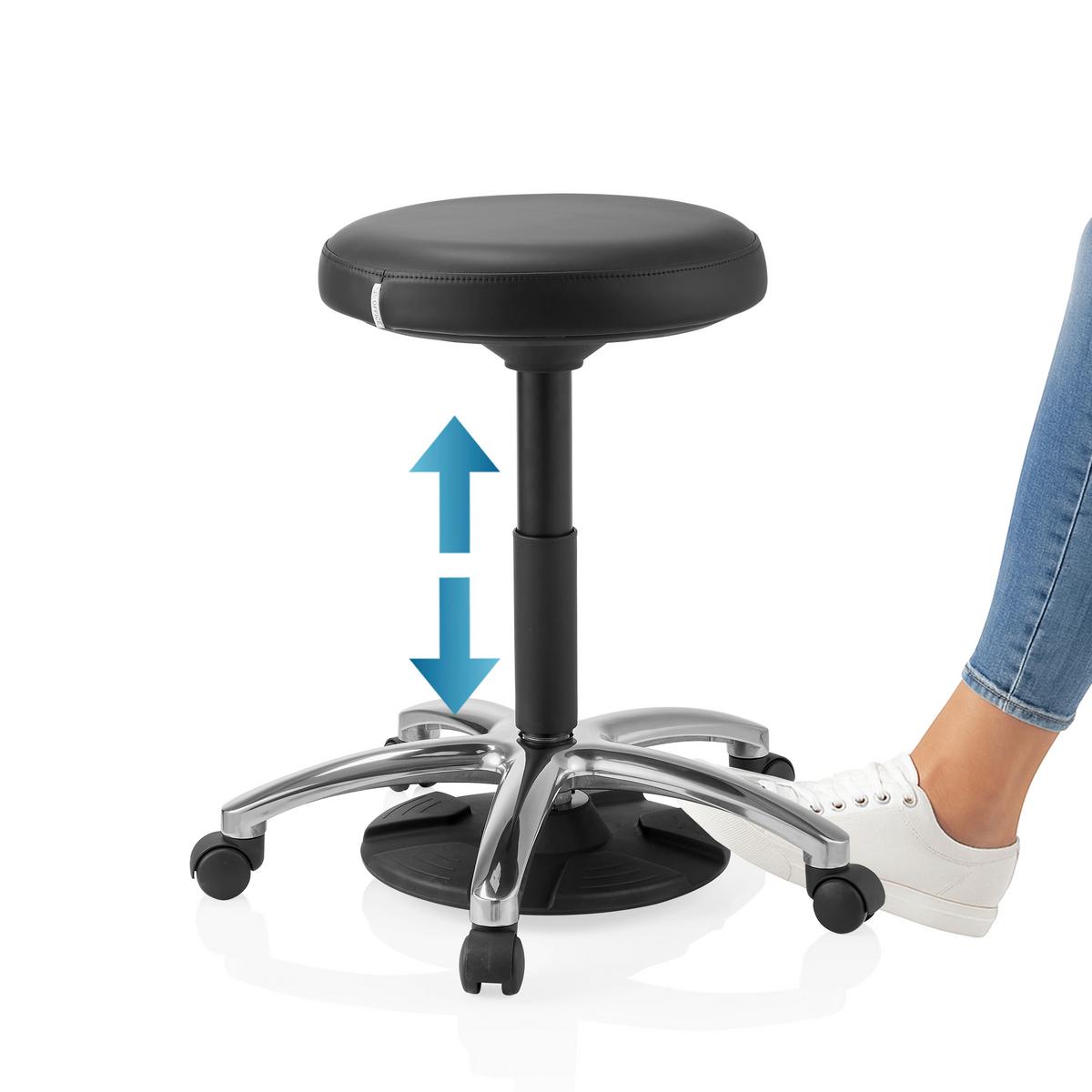 DREHHOCKER Operator Step Schwarz B: 55cm - Silberfarben/Schwarz, MODERN, Kunststoff/Metall (55/61/40cm) - MID.YOU