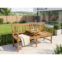 Holzbank mit Tisch LxBxH: ca. 153x57x88 cm - Akaziefarben, Basics, Holz (153/57/88cm) - Prestige Home