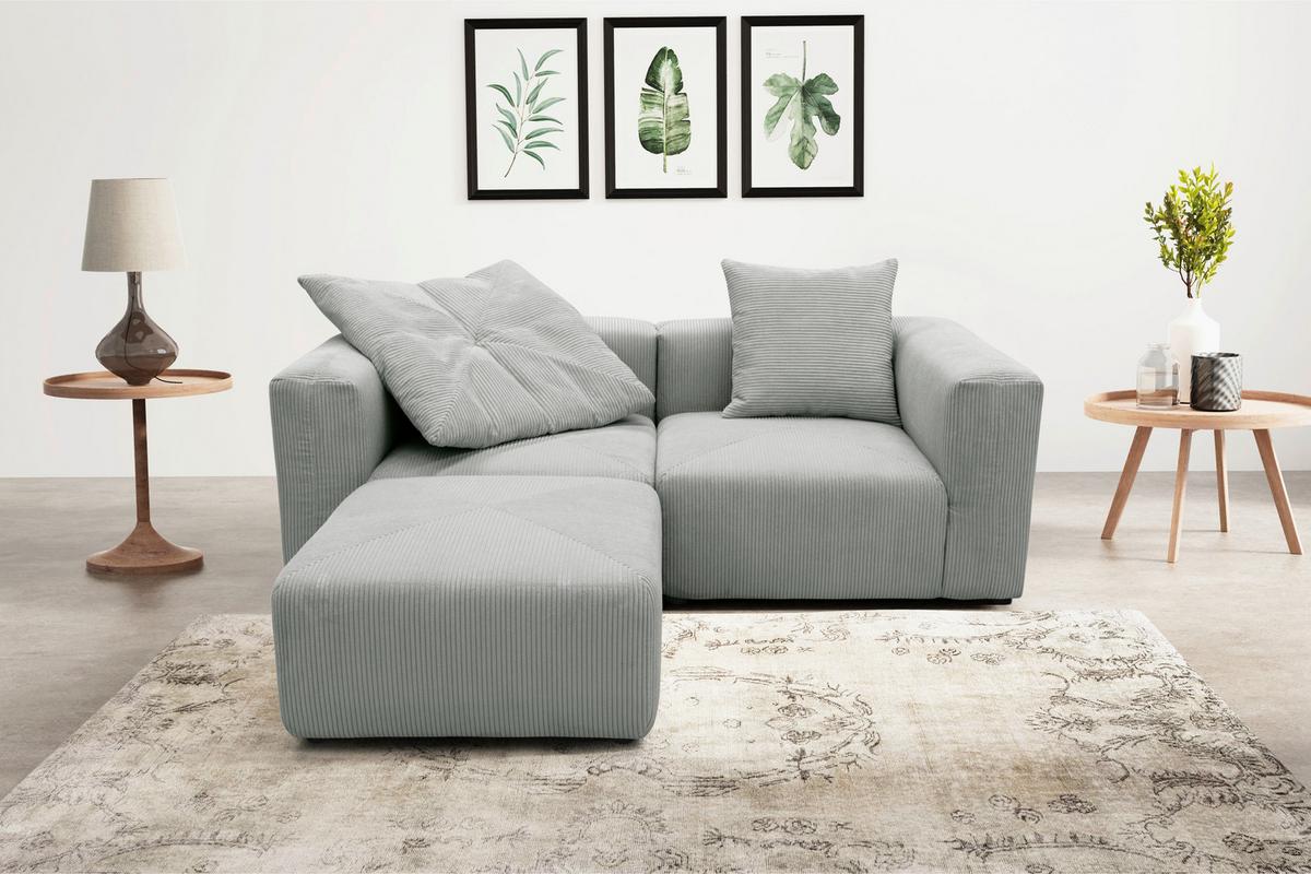 Hocker Hellgrau B: 85 Cm - Hellgrau/Schwarz, Design, Textil (85/42/85cm) - MID.YOU