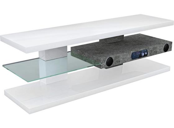 Tv Stolík Adriano - biela, Moderný, kompozitné drevo/sklo (140/45/39cm) Tv Stolík Adriano - biela, Moderný, kompozitné drevo/sklo (140/45/39cm)