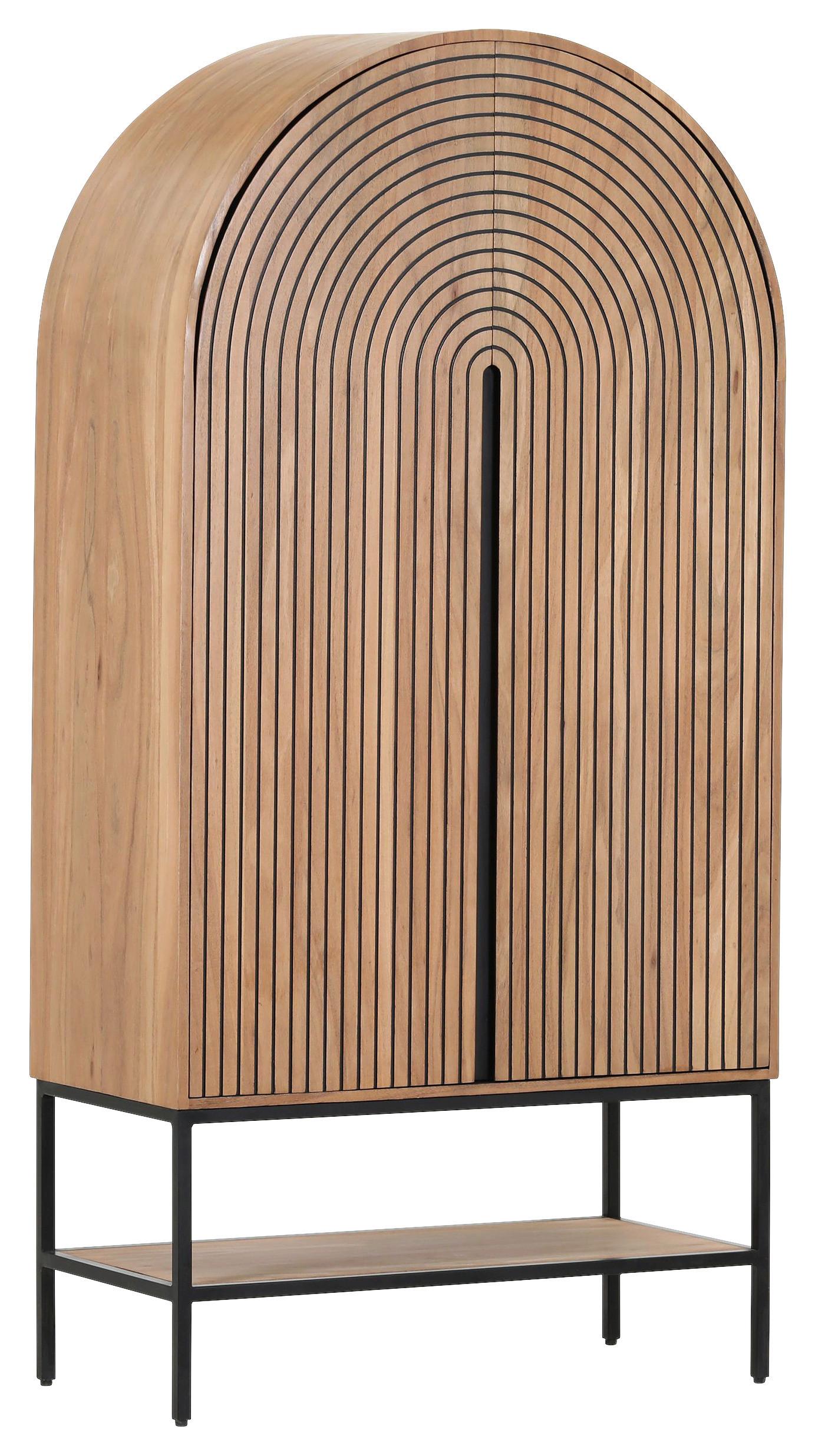 Vysoká komoda z akácie KODA - černá/hnědá, Moderní, kov/dřevo (90/180/42cm) - Mömax