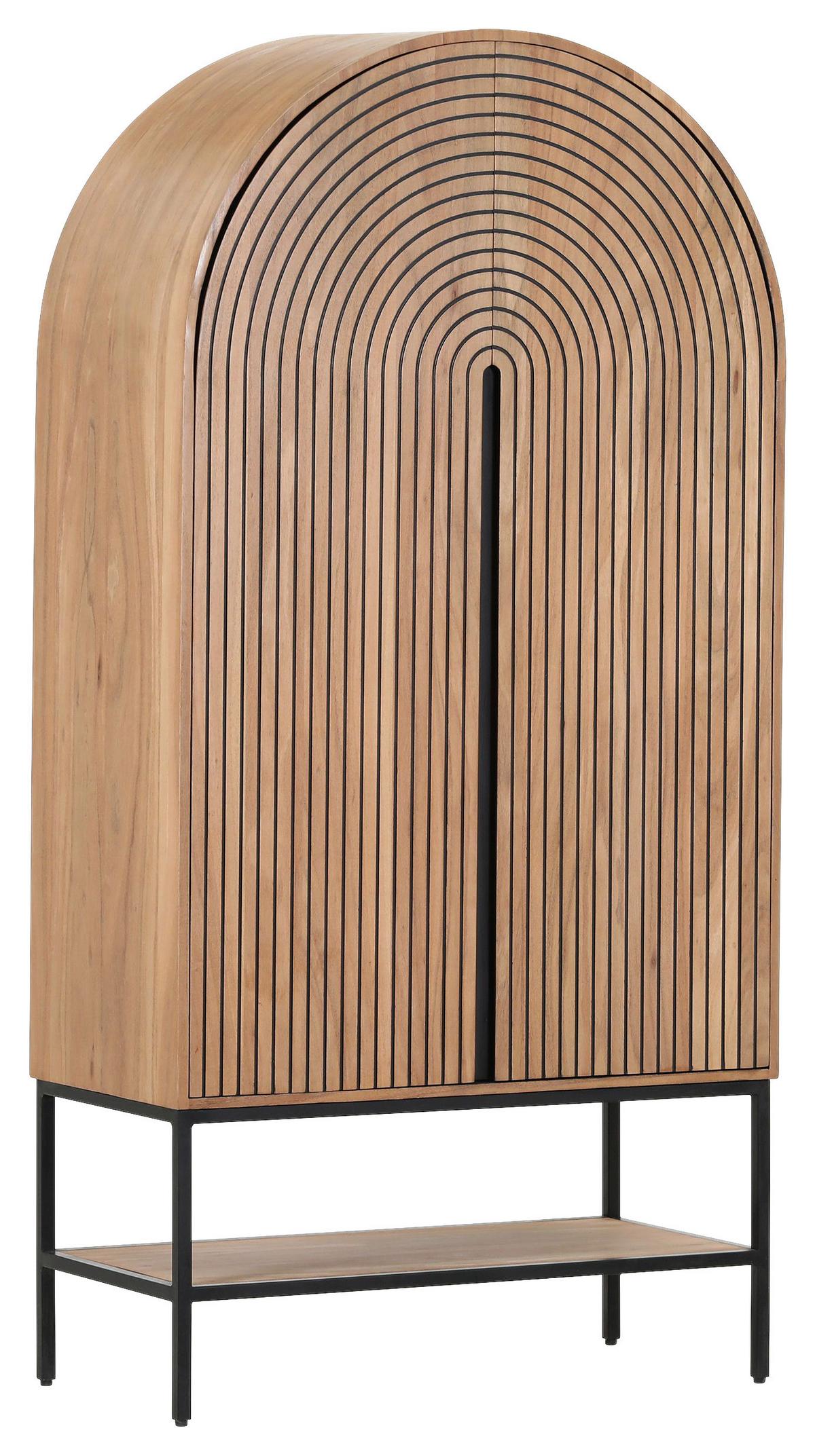 Vysoká komoda z akácie KODA - hnedá/čierna, Modern, kov/drevo (90/180/42cm) - Mömax