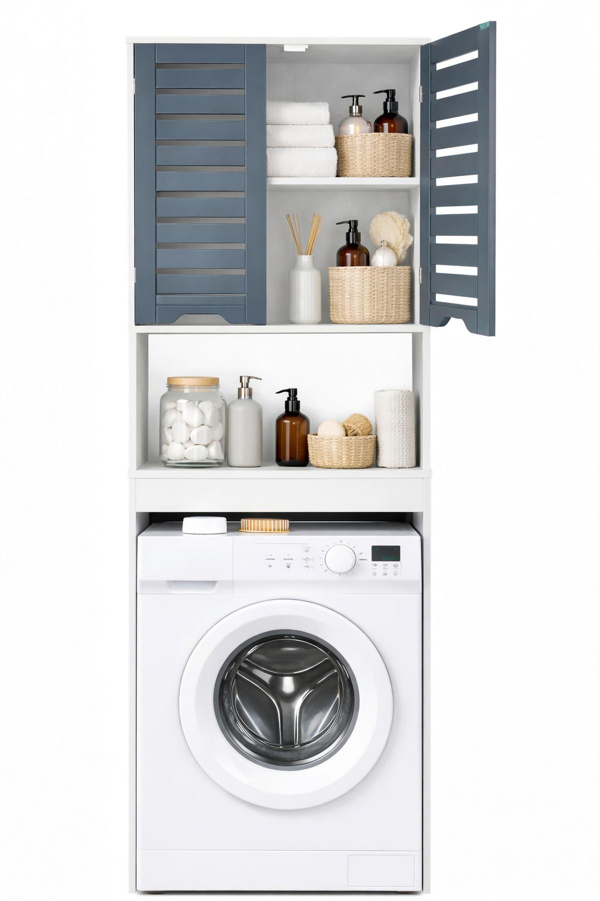 WASCHMASCHINENSCHRANK Flonali Weiß/Anthrazit B: 63cm - Anthrazit/Weiß, Trend, Holzwerkstoff (63/179/23cm) - MID.YOU