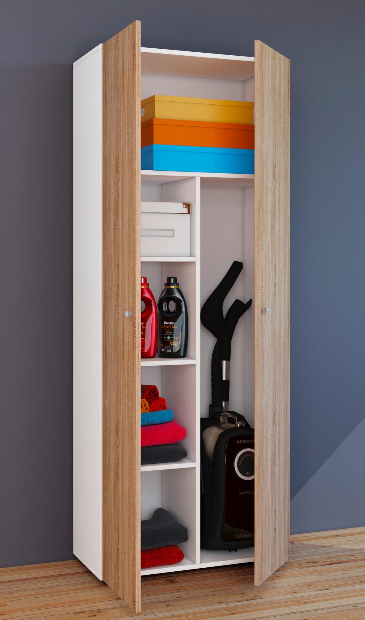 Mehrzweckschrank Vandol Weiß/Sonoma Eiche Dekor B:70cm - Weiß/Sonoma Eiche, Design, Holzwerkstoff (70/178/39cm) - MID.YOU