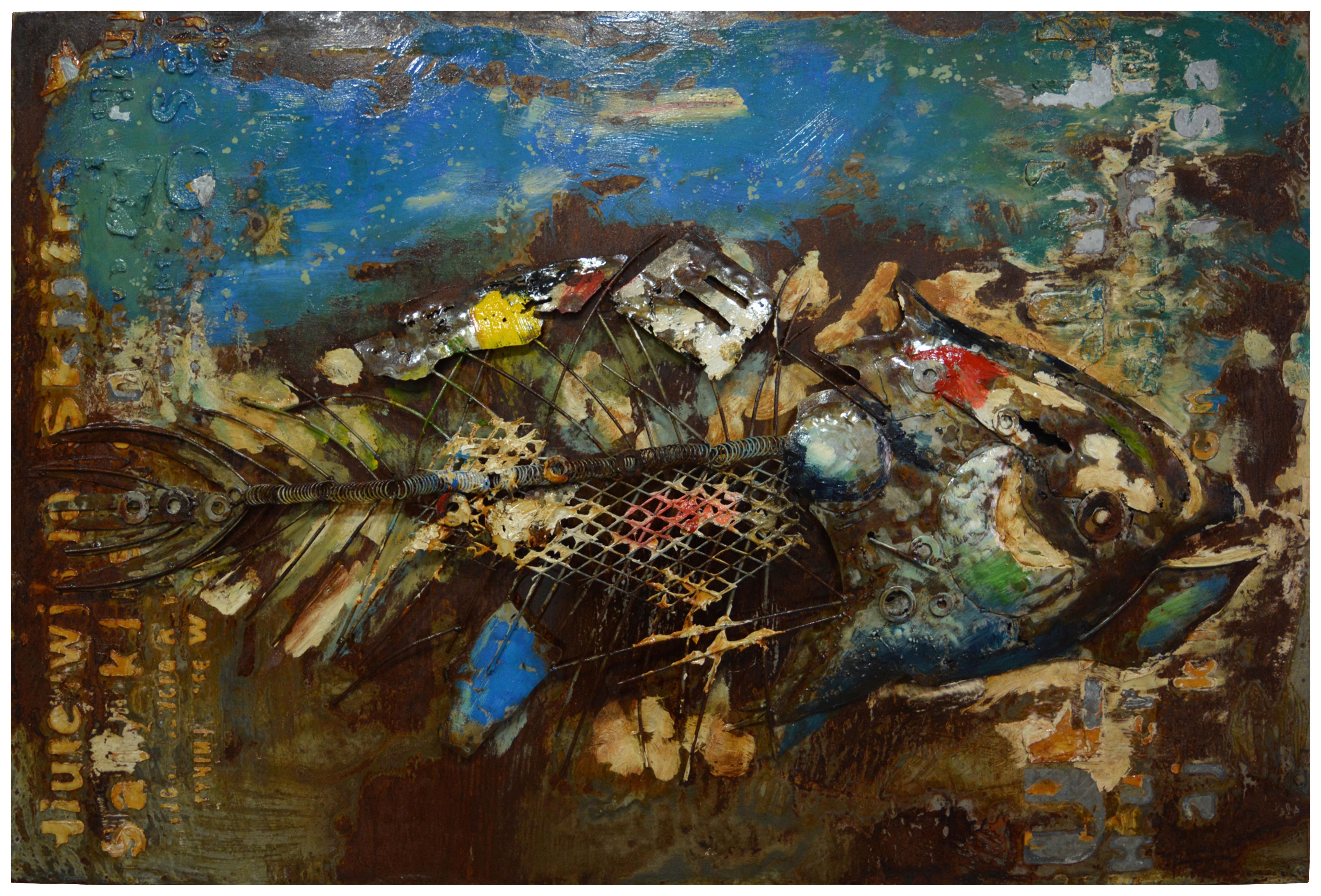 Metallbild Fisch Rostfarben, B: 80 cm - Rostfarben, LIFESTYLE, Metall (80/120/5cm) - Kayoom