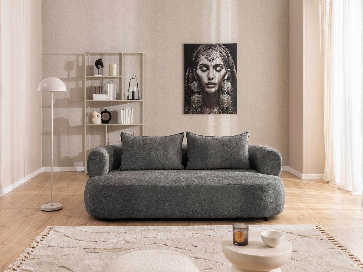 3-sitzer-sofa Ferro Anthrazit B: 200 Cm - Anthrazit/Schwarz, Design, Textil (200/76/96cm) - Livetastic